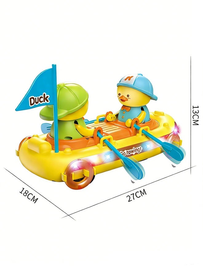 Track Toy,Race Car Toy,Duck Kayak,Kids Electric Playing Toy,Cute and Fun Sound & Light Duck Kayak with Moving Paddles, Rowing Boat Cute Duck Toy with Music Flashing Light - Image 2